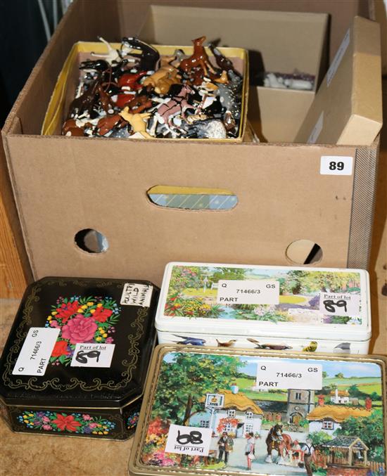 Large quantity of diecast animals, inc horses, sheep, cattle, poultry, goats, donkeys, etc (600+ mostly overpainted)